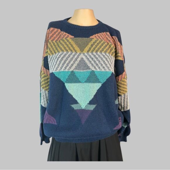 Vintage 90s Progetto Coogi Style Sweater – Bold Geometric Italian Knit - Picture 1 of 8